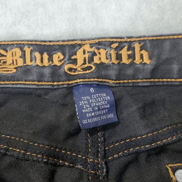 Blue Faith Jeans Womens 6 Black Skinny Straight Leg Denim - Picture 2 of 9